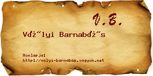 Vályi Barnabás névjegykártya